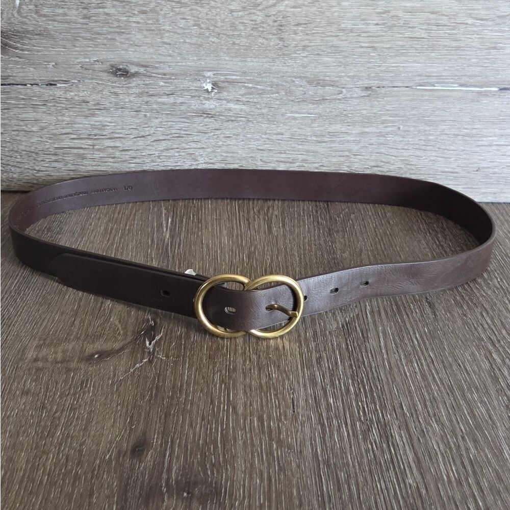 Banana Rupublic Factory Brown Faux Leather Belt Double Ring Buckle Large